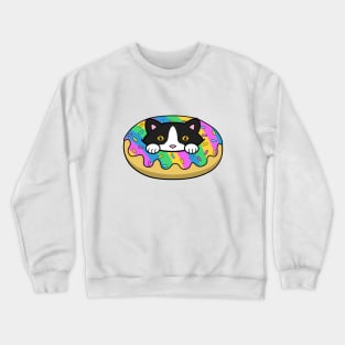 Cute Rainbow Donut Cat Crewneck Sweatshirt